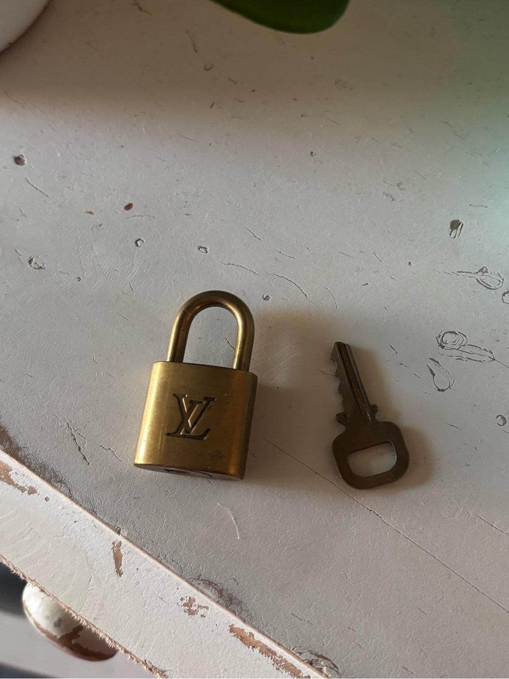 Louis Vuitton Brass Padlock and Key in Gold Tone